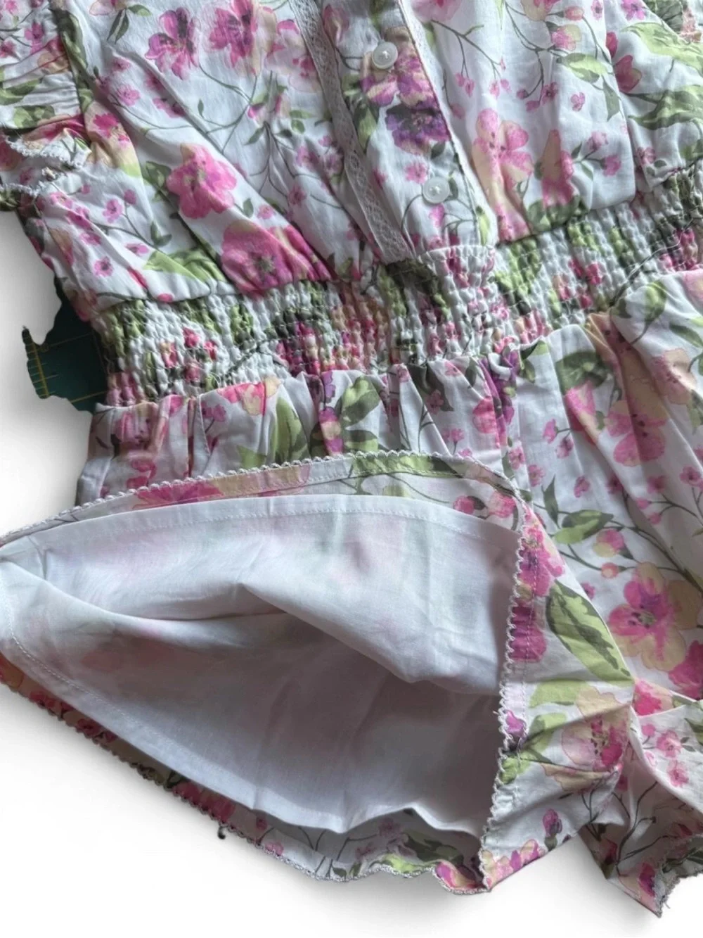 Janie and Jack Girls Size 6 Floral Smocked Romper NWT